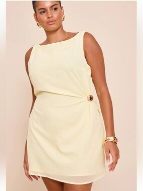 Pretty Little Thing Plus Lemon Chiffon Overlay Mini Dress